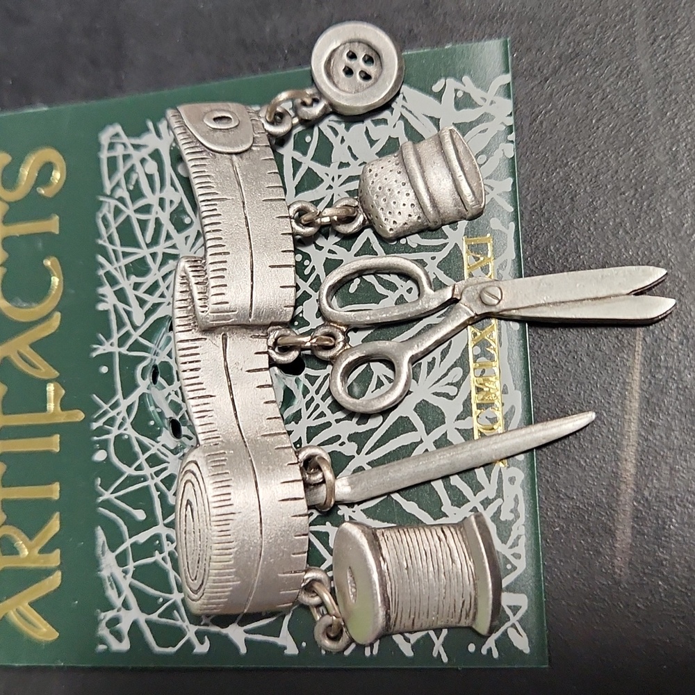Pewter sewing brooch
